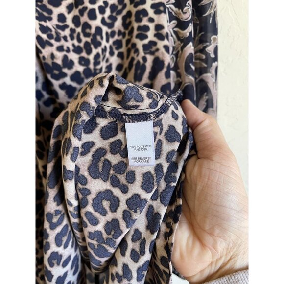 CATO Keyhole Neck Sheer Leopard Cheetah Animal Print Tunic Top Ruffle Bell Sleev - Picture 5 of 7
